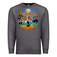 Charcoal Heather boat waves sun rays lake days Premium Sweatshirt - NancyCooperArtShop