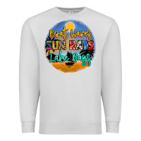 Dove Grey boat waves sun rays lake days Premium Sweatshirt - NancyCooperArtShop