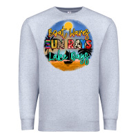 Heather Grey boat waves sun rays lake days Premium Sweatshirt - NancyCooperArtShop
