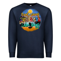 Navy boat waves sun rays lake days Premium Sweatshirt - NancyCooperArtShop