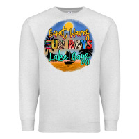 Oatmeal Heather boat waves sun rays lake days Premium Sweatshirt - NancyCooperArtShop
