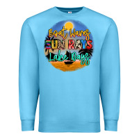Ocean Blue boat waves sun rays lake days Premium Sweatshirt - NancyCooperArtShop