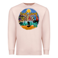 Pale Pink boat waves sun rays lake days Premium Sweatshirt - NancyCooperArtShop