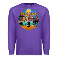 Purple boat waves sun rays lake days Premium Sweatshirt - NancyCooperArtShop