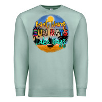 Seafoam boat waves sun rays lake days Premium Sweatshirt - NancyCooperArtShop