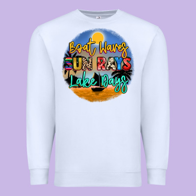 Boat Waves Sun Rays Lake Days Premium Sweatshirt Designed By Nancycooperartshop