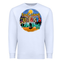 White boat waves sun rays lake days Premium Sweatshirt - NancyCooperArtShop