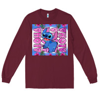 Burgundy aloha stitch Long Sleeve Tee - Zillion Design Studio