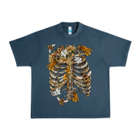Midnight Navy Flower rib cage bees Urban Heavy Tee - RanaPortraitStore