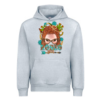 Heather Grey Western Rodeo Girl Braid Red Hair Urban Hoodie - BundleAndBundleShop
