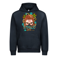 Navy Western Rodeo Girl Braid Red Hair Urban Hoodie - BundleAndBundleShop