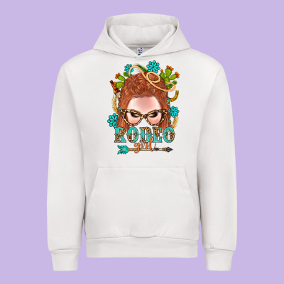 Western Rodeo Girl Braid Red Hair Urban Hoodie Designed By Bundleandbundleshop