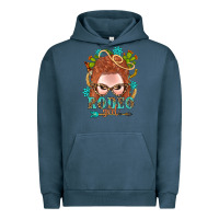 Pigment Midnight Navy Western Rodeo Girl Braid Red Hair Urban Hoodie - BundleAndBundleShop