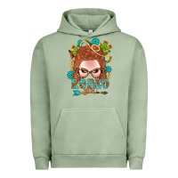 Pigment Oil Green Western Rodeo Girl Braid Red Hair Urban Hoodie - BundleAndBundleShop