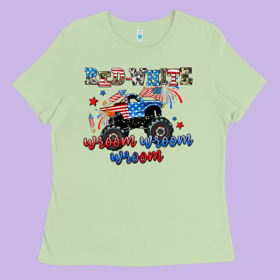 Red White Wroom Wroom Wroom Ladies Tee Designed By Adodesignshop