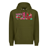 Army Green floral love and kiss Premium Hoodie - AdoDesignShop