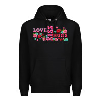 Black floral love and kiss Premium Hoodie - AdoDesignShop