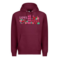 Burgundy floral love and kiss Premium Hoodie - AdoDesignShop