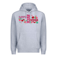 Heather Grey floral love and kiss Premium Hoodie - AdoDesignShop