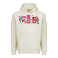 Oatmeal Heather floral love and kiss Premium Hoodie - AdoDesignShop