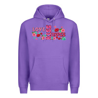 Purple floral love and kiss Premium Hoodie - AdoDesignShop