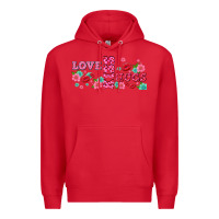 Red floral love and kiss Premium Hoodie - AdoDesignShop