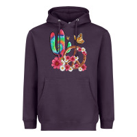 Plum cactus peace sign flowers and butterflys Heavyweight Hoodie - Artiststas