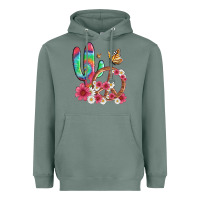 Sage cactus peace sign flowers and butterflys Heavyweight Hoodie - Artiststas
