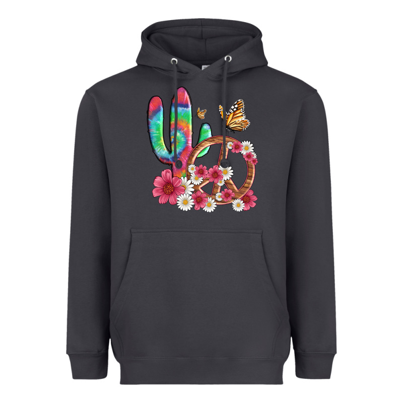 Cactus Peace Sign Flowers And Butterflys Heavyweight Hoodie by Artiststas | Teevron