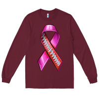 Burgundy Breast Cancer Ribbon American Football Long Sleeve Tee - texasbilliewilder