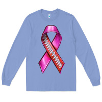Colony Blue Breast Cancer Ribbon American Football Long Sleeve Tee - texasbilliewilder