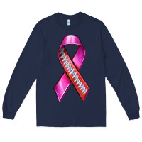 Navy Breast Cancer Ribbon American Football Long Sleeve Tee - texasbilliewilder