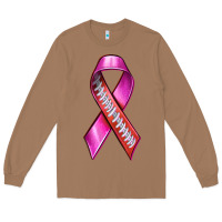 Toasted Coconut Breast Cancer Ribbon American Football Long Sleeve Tee - texasbilliewilder