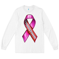 White Breast Cancer Ribbon American Football Long Sleeve Tee - texasbilliewilder