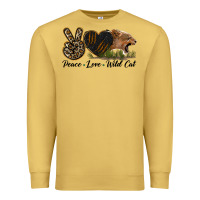 Antique Gold Peace Love Wild Cat Head Premium Sweatshirt - LillyAllenDesigns