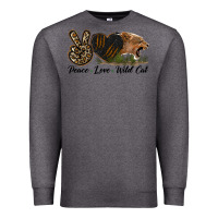 Charcoal Heather Peace Love Wild Cat Head Premium Sweatshirt - LillyAllenDesigns
