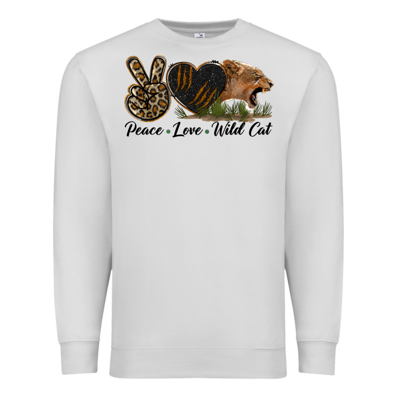 Peace Love Wild Cat Head Premium Sweatshirt by LillyAllenDesigns | Teevron