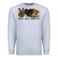 Heather Grey Peace Love Wild Cat Head Premium Sweatshirt - LillyAllenDesigns