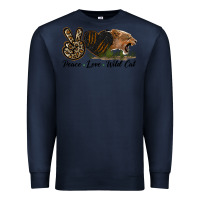 Navy Peace Love Wild Cat Head Premium Sweatshirt - LillyAllenDesigns