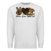 Oatmeal Heather Peace Love Wild Cat Head Premium Sweatshirt - LillyAllenDesigns