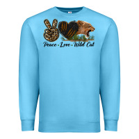 Ocean Blue Peace Love Wild Cat Head Premium Sweatshirt - LillyAllenDesigns