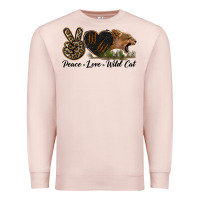 Pale Pink Peace Love Wild Cat Head Premium Sweatshirt - LillyAllenDesigns