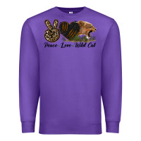 Purple Peace Love Wild Cat Head Premium Sweatshirt - LillyAllenDesigns