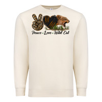 Sandshell Peace Love Wild Cat Head Premium Sweatshirt - LillyAllenDesigns