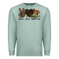 Seafoam Peace Love Wild Cat Head Premium Sweatshirt - LillyAllenDesigns