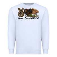 White Peace Love Wild Cat Head Premium Sweatshirt - LillyAllenDesigns