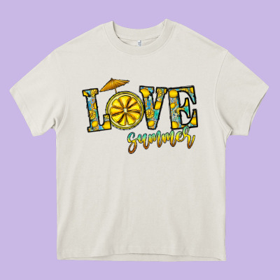 Love Summer Heavy Core Tee Designed By Cowhidedigitalart