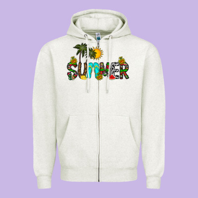 Summer Zipper Hoodie Designed By Cowhidedigitalart