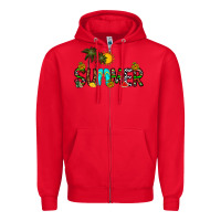 Red summer Zipper Hoodie - CowhideDigitalArt