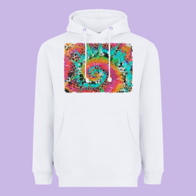 Tie Dye Leopard Cowhide Glitter Background Heavyweight Hoodie Designed By Artiststas
